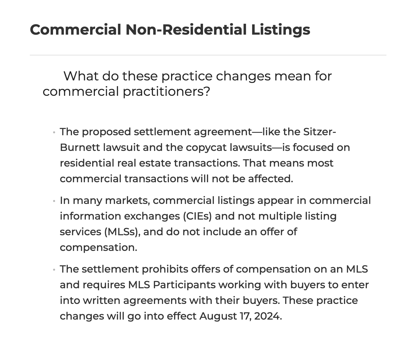 National Association of Realtors Recent Litigation - Dana Moos 